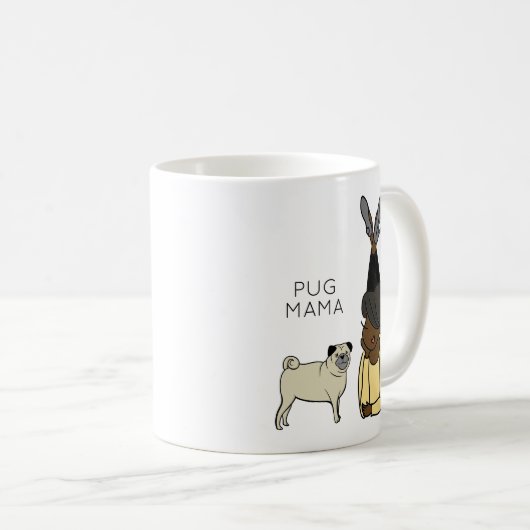 Aangepaste Mok voor Pug Mama Coffee (Voorkant rechts)
