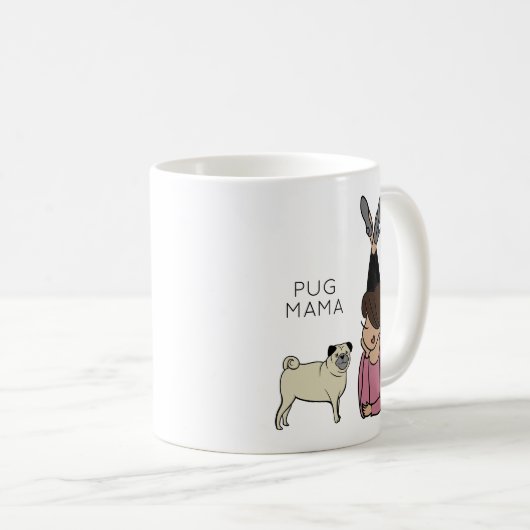 Aangepaste Mok voor Pug Mama Coffee (Voorkant rechts)