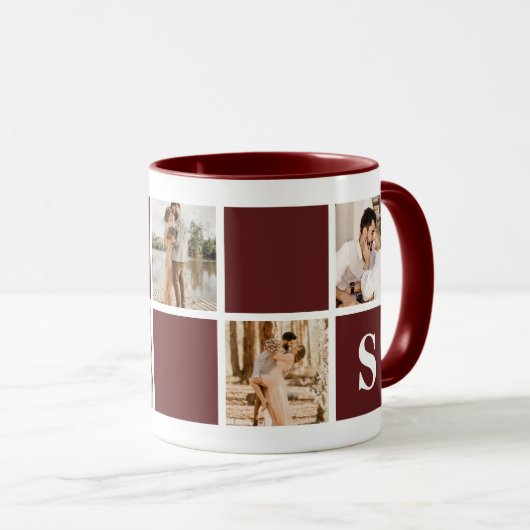 Aangepaste Mok voor rode en witte monogram fotocol (Voorkant rechts)
