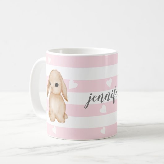 Aangepaste Mok voor roze bunny Heart (Voorkant links)