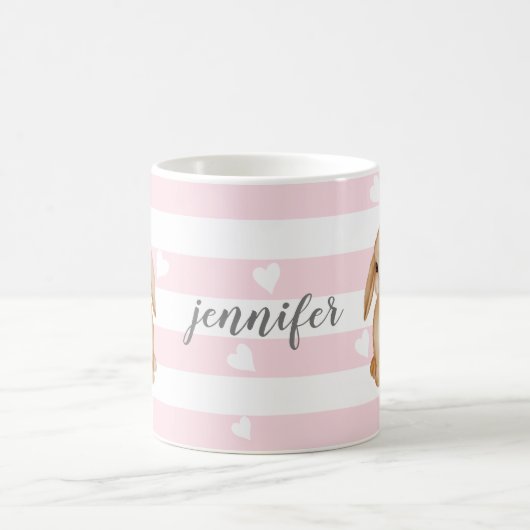 Aangepaste Mok voor roze bunny Heart (Center)