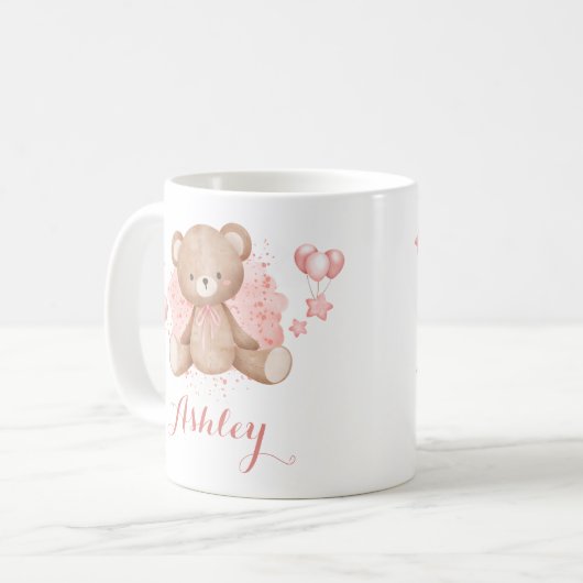 Aangepaste Mok voor roze Teddy Bear Coffee (Voorkant links)