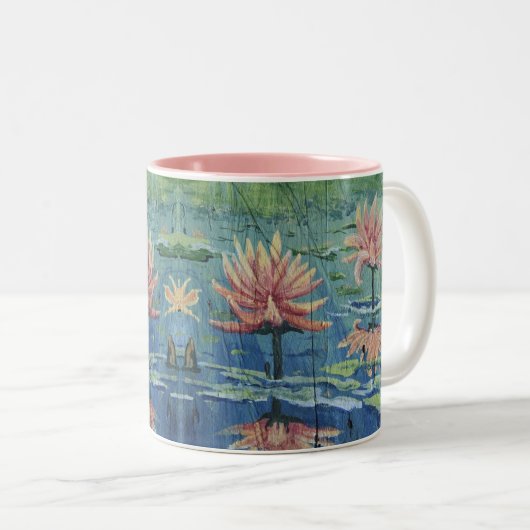 Aangepaste Mok voor Tropische Peach Lilies Coffee  (Voorkant rechts)