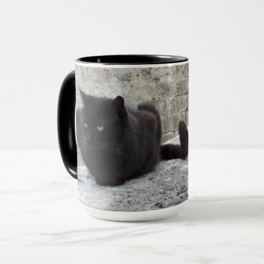 Aangepaste mok voor zwarte kat - kies stijl en kle (Voorkant links)