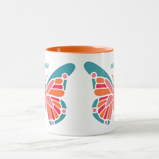 Aangepaste mokken voor Butterfly-monogram met styl (Midden)