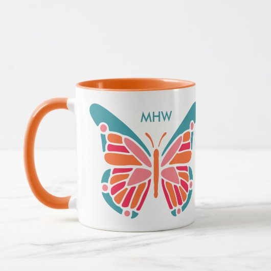 Aangepaste mokken voor Butterfly-monogram met styl (Links)