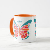 Aangepaste mokken voor Butterfly-monogram met styl (Voorkant links)