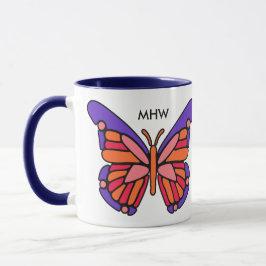 Aangepaste mokken voor Butterfly-monogram met styl