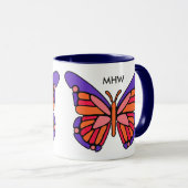 Aangepaste mokken voor Butterfly-monogram met styl (Voorkant rechts)