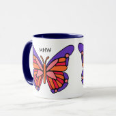 Aangepaste mokken voor Butterfly-monogram met styl (Voorkant links)