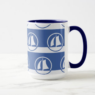Aangepaste mokken voor het patroon met zeilboot
