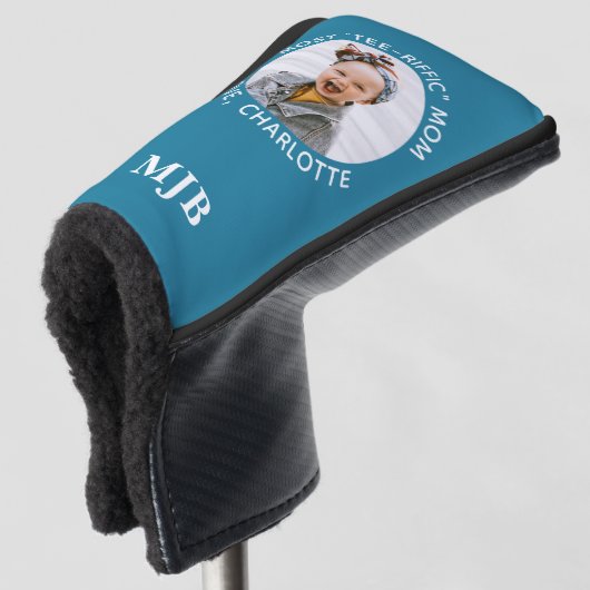 Aangepaste MOM foto gepersonaliseerde Monogram Bla Golfheadcover (3/4 voorkant)