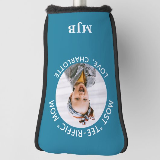 Aangepaste MOM foto gepersonaliseerde Monogram Bla Golfheadcover (Draai 90)