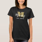 Aangepaste Mommy Gold Monogram Gevestigd Jaar Scri T-shirt (Voorkant)