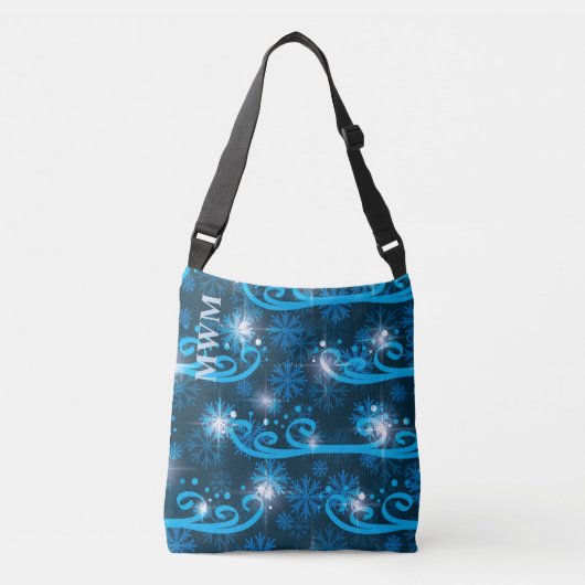 Aangepaste Monagram Winter Wind Blauw Crossbody Tas (Voorkant)