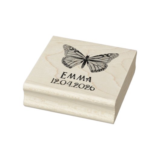 Aangepaste Monarchvlinder Naam Datum Kunst Rubberstempel (Stempel)