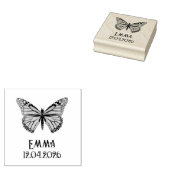 Aangepaste Monarchvlinder Naam Datum Kunst Rubberstempel (Gestempeld)