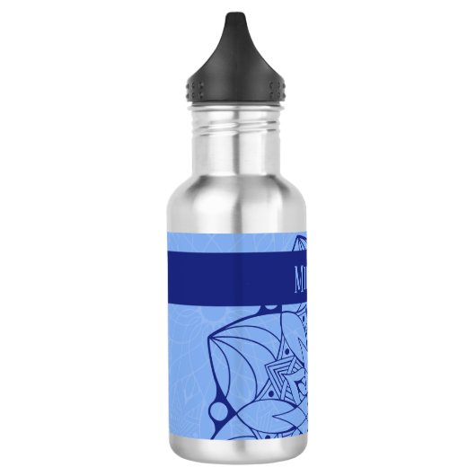 Aangepaste monochrome blauwe Mandala waterflacon Waterfles (Links)
