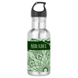 Aangepaste monochrome groene Mandala waterfles Waterfles