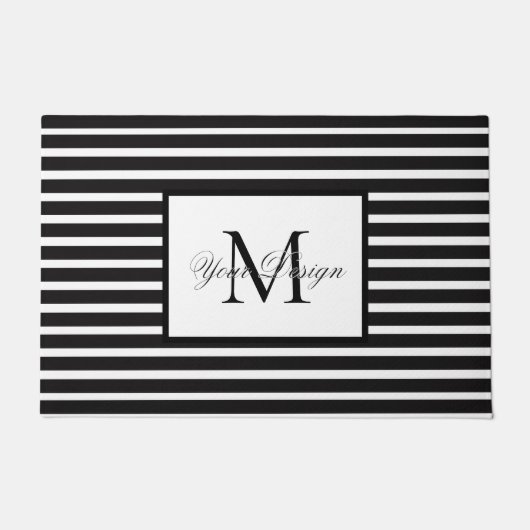 Aangepaste Monochrome Monogram Deurmat (Voorkant)
