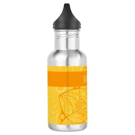 Aangepaste monochrome Oranje Mandala-waterfles Waterfles (Links)