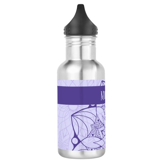 Aangepaste monochrome Paarse Mandala waterflesje Waterfles (Links)