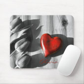 Aangepaste Monochrome Tulpen Rode Hart Valentijnsd Muismat (Met muis)