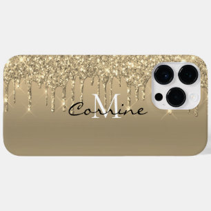 Aangepaste Monogram 14k Gold Glitter druppels Meta Case-Mate iPhone 14 Pro Max Hoesje