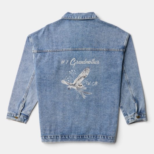 Aangepaste monogram #1 grootmoeder Waterverf Uil Denim Jacket (Achterkant)