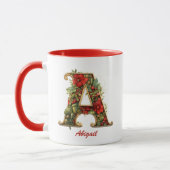 Aangepaste  Monogram A Christmas Red Gold Mok (Links)