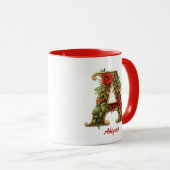Aangepaste  Monogram A Christmas Red Gold Mok (Voorkant rechts)
