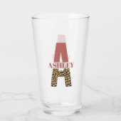 Aangepaste monogram A roze luipaard Glas (Achterkant)