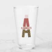 Aangepaste monogram A roze luipaard Glas (Voorkant)