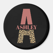 Aangepaste monogram A roze luipaard Magneet (Voorkant)