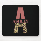 Aangepaste monogram A roze luipaard Muismat (Voorkant)