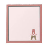 Aangepaste monogram A roze luipaard Notitieblok (Voorkant)