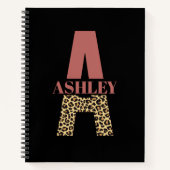 Aangepaste monogram A roze luipaard Notitieboek (Voorkant)
