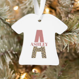 Aangepaste monogram A roze luipaard Ornament