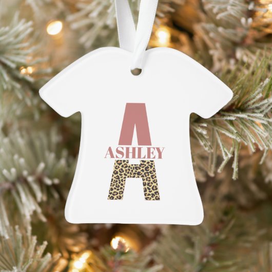 Aangepaste monogram A roze luipaard Ornament (Boom)