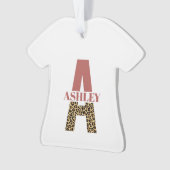 Aangepaste monogram A roze luipaard Ornament (voorkant)