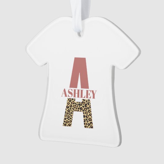 Aangepaste monogram A roze luipaard Ornament (voorkant)