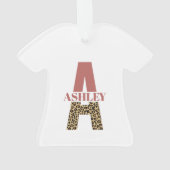 Aangepaste monogram A roze luipaard Ornament (achterkant)
