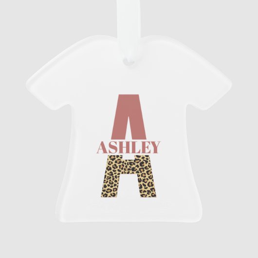 Aangepaste monogram A roze luipaard Ornament (achterkant)