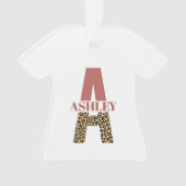 Aangepaste monogram A roze luipaard Ornament (voorkant)