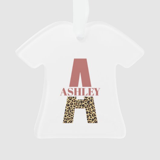 Aangepaste monogram A roze luipaard Ornament (voorkant)