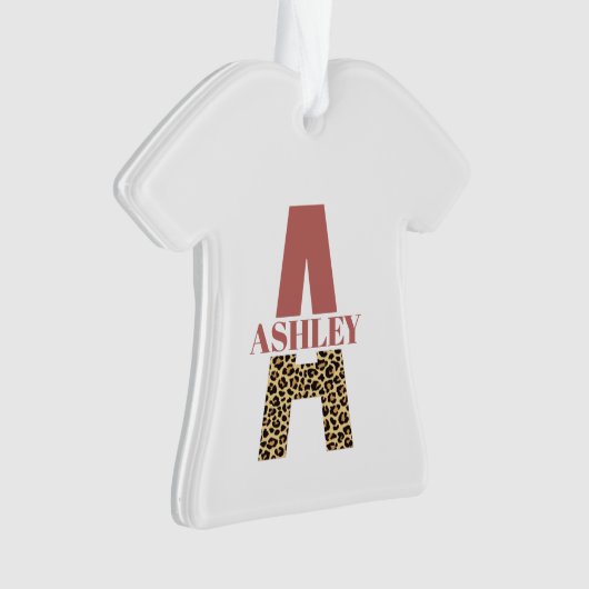 Aangepaste monogram A roze luipaard Ornament (voorkant)