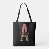 Aangepaste monogram A roze luipaard Tote Bag (Achterkant)