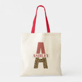 Aangepaste monogram A roze luipaard Tote Bag (Achterkant)