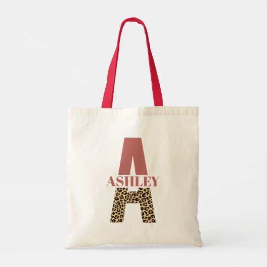 Aangepaste monogram A roze luipaard Tote Bag (Achterkant)