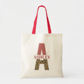Aangepaste monogram A roze luipaard Tote Bag (Voorkant)